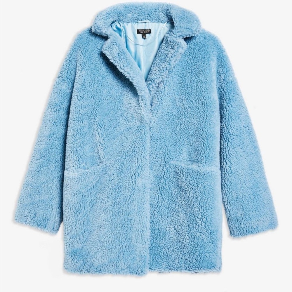 Topshop cozy blue teddy coat